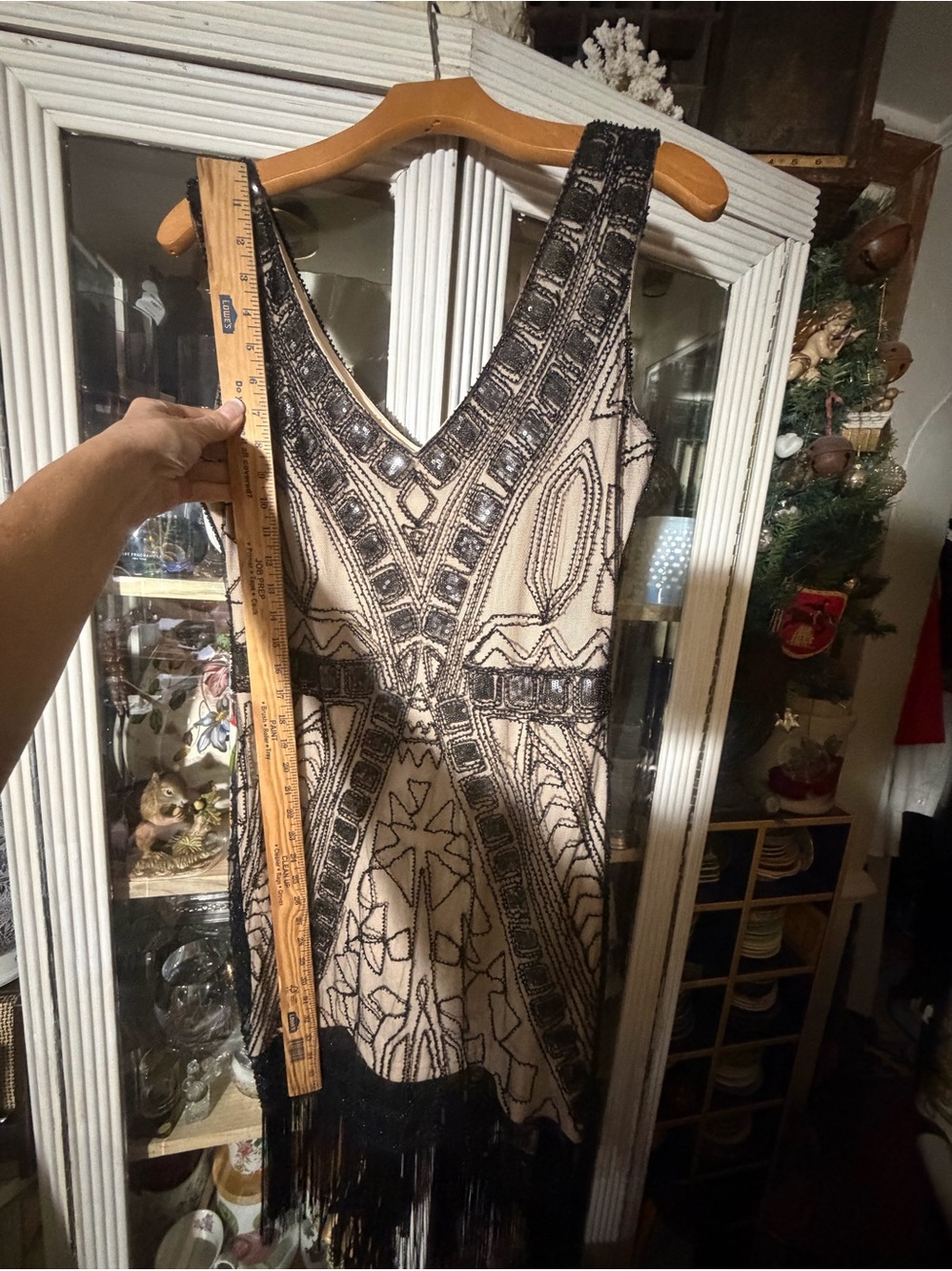 Black & cream lace 1920 flapper dress XL - Picture 3 of 11
